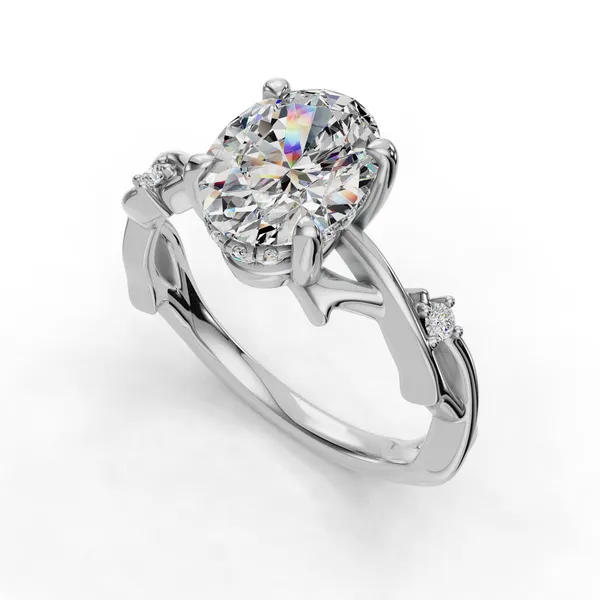 18K White Gold Oval Engagement Ring Setting SVS Fine Jewelry Oceanside, NY