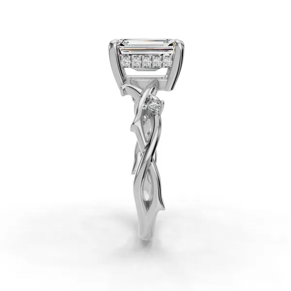 18K White Gold Emerald Engagement Ring Setting Image 3 SVS Fine Jewelry Oceanside, NY