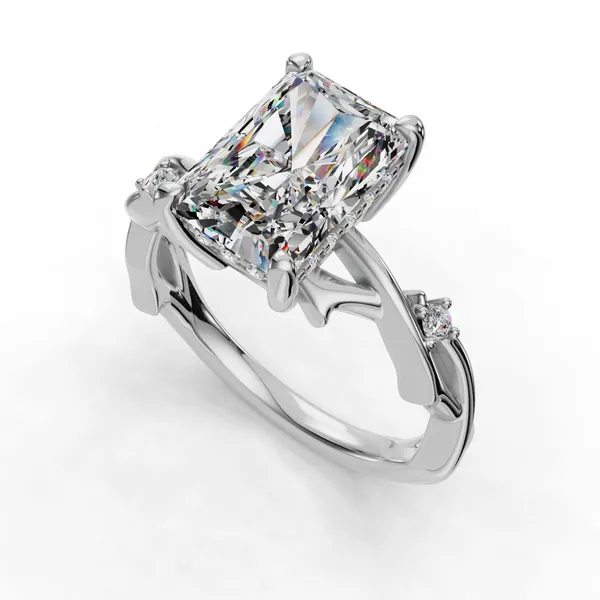 18K White Gold Radiant Engagement Ring Setting SVS Fine Jewelry Oceanside, NY