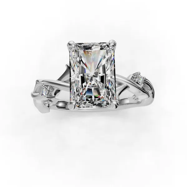 18K White Gold Radiant Engagement Ring Setting Image 4 SVS Fine Jewelry Oceanside, NY