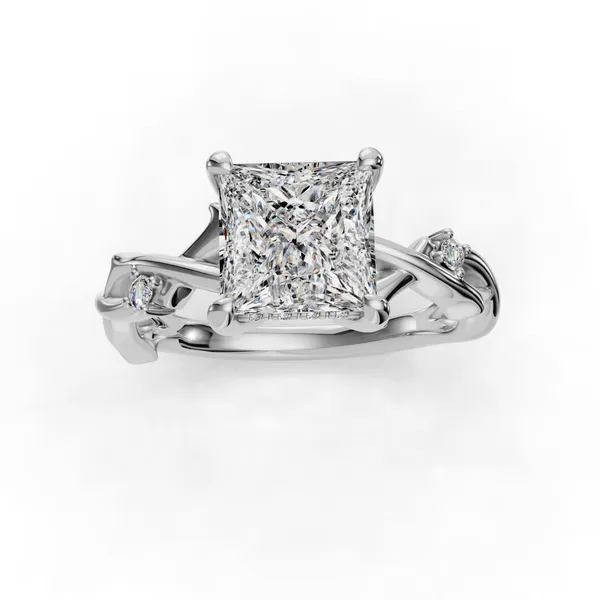 18K White Gold Princess Engagement Ring Setting Image 4 SVS Fine Jewelry Oceanside, NY