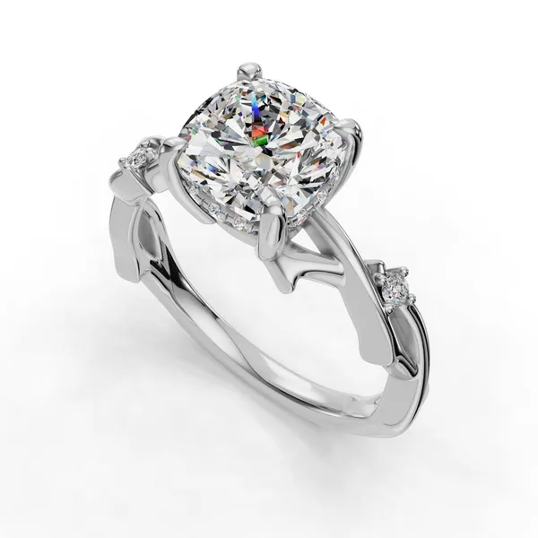18K White Gold Cushion Engagement Ring Setting SVS Fine Jewelry Oceanside, NY