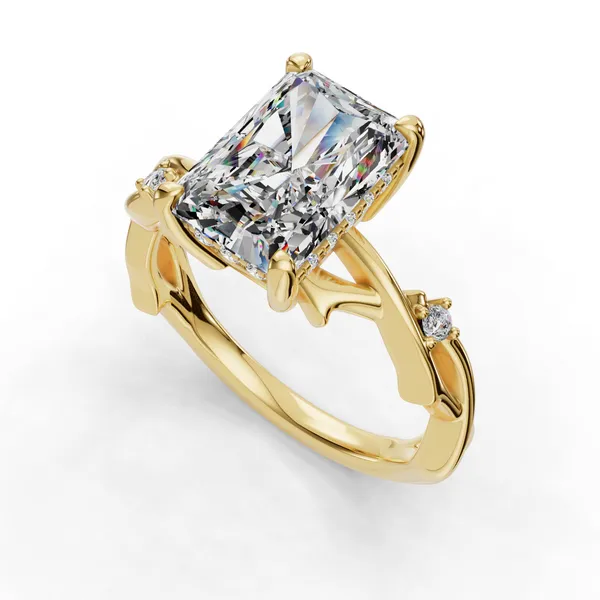 18K Yellow Gold Radiant Engagement Ring Setting SVS Fine Jewelry Oceanside, NY