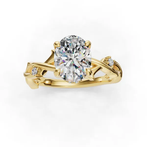 18K Yellow Gold Oval Engagement Ring Setting Image 4 SVS Fine Jewelry Oceanside, NY