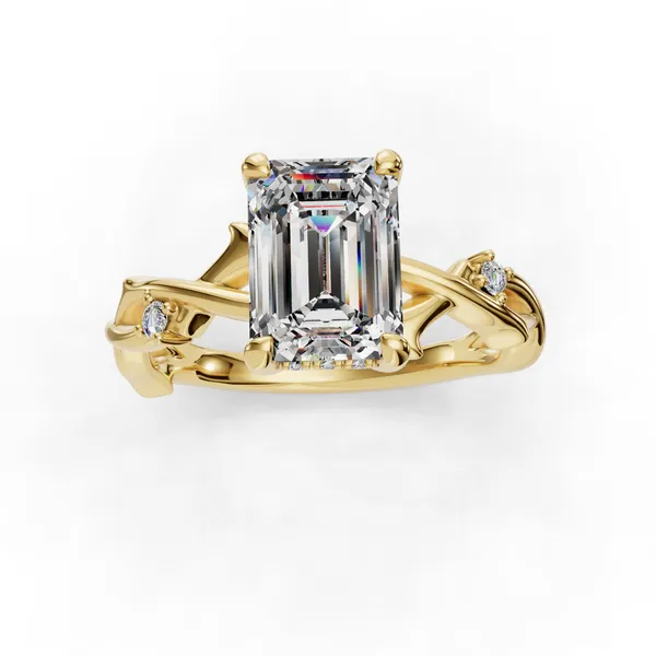 18K Yellow Gold Emerald Engagement Ring Setting Image 4 SVS Fine Jewelry Oceanside, NY