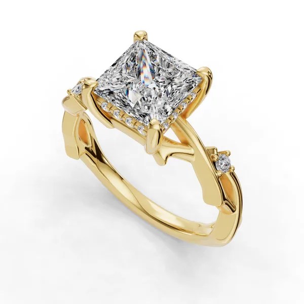 18K Yellow Gold Princess Engagement Ring Setting SVS Fine Jewelry Oceanside, NY