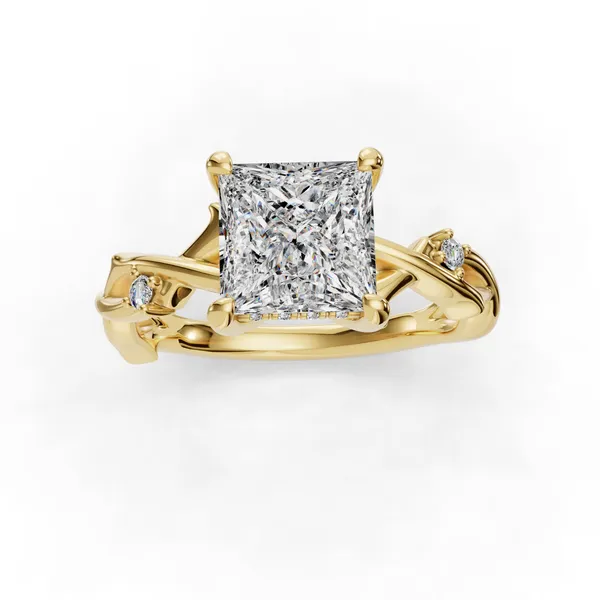 18K Yellow Gold Princess Engagement Ring Setting Image 4 SVS Fine Jewelry Oceanside, NY