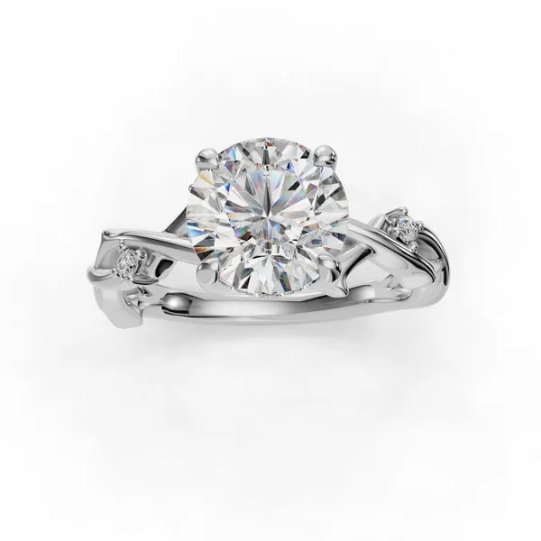 Platinum Round Engagement Ring Setting Image 4 SVS Fine Jewelry Oceanside, NY
