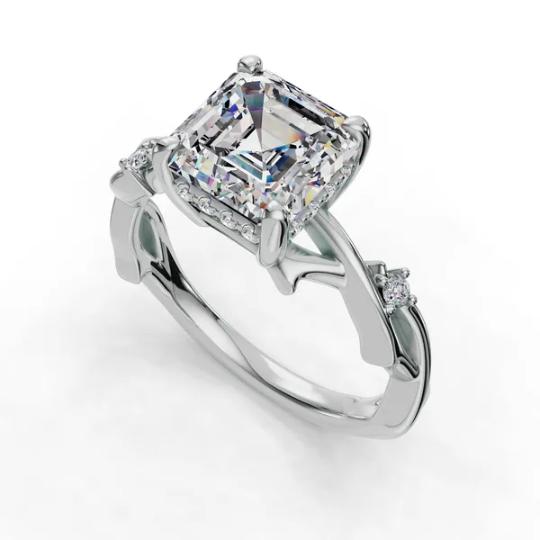 Platinum Asscher Engagement Ring Setting SVS Fine Jewelry Oceanside, NY