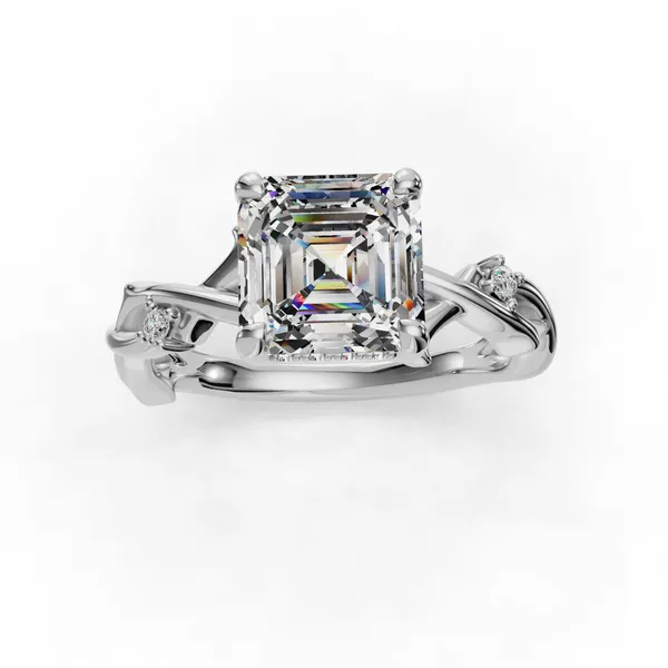 Platinum Asscher Engagement Ring Setting Image 4 SVS Fine Jewelry Oceanside, NY