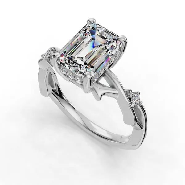 Platinum Emerald Engagement Ring Setting SVS Fine Jewelry Oceanside, NY