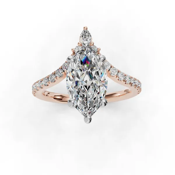 14K Rose Gold Marquise Engagement Ring Setting Image 4 SVS Fine Jewelry Oceanside, NY