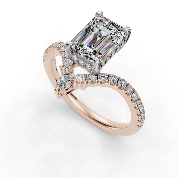 14K Rose Gold Emerald Engagement Ring Setting SVS Fine Jewelry Oceanside, NY