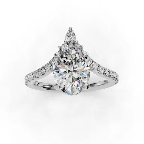 14K White Gold Oval Engagement Ring Setting Image 4 SVS Fine Jewelry Oceanside, NY