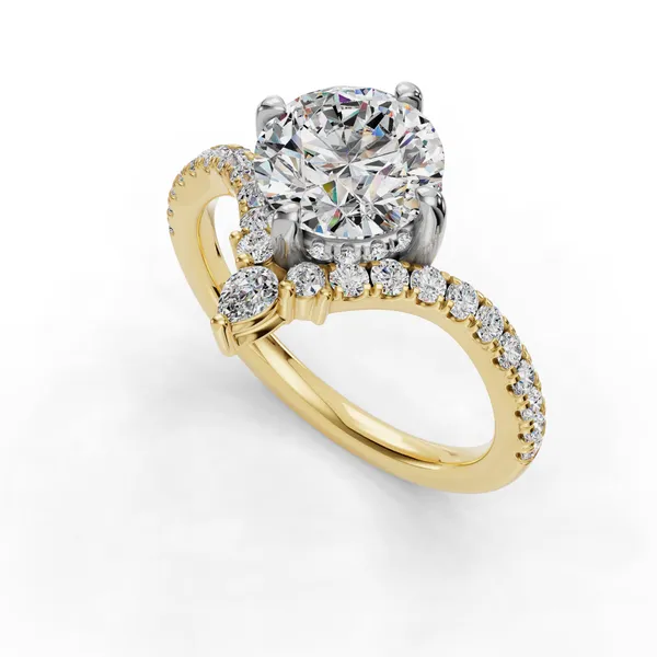 14K Yellow Gold Round Engagement Ring Setting SVS Fine Jewelry Oceanside, NY