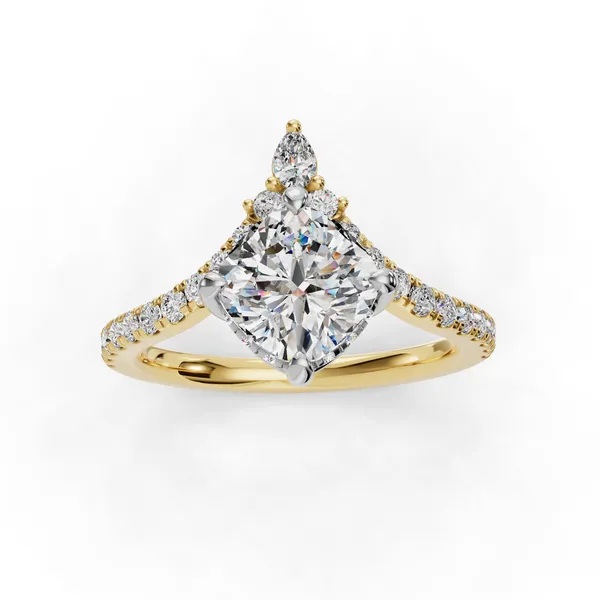 14K Yellow Gold Cushion Engagement Ring Setting Image 4 SVS Fine Jewelry Oceanside, NY