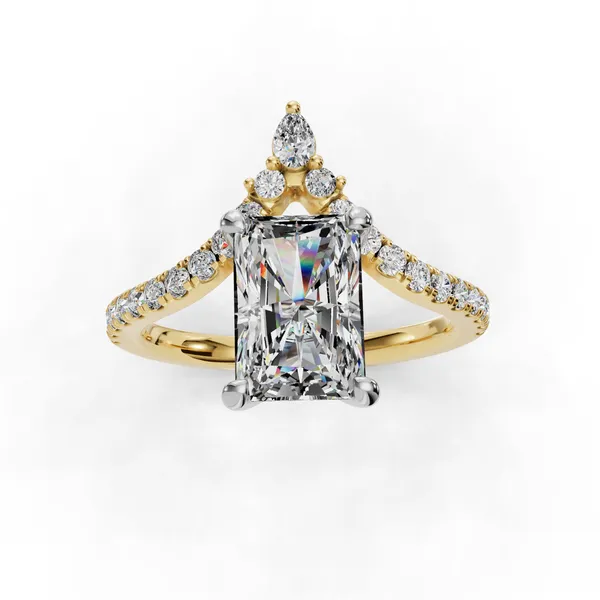 14K Yellow Gold Radiant Engagement Ring Setting Image 4 SVS Fine Jewelry Oceanside, NY