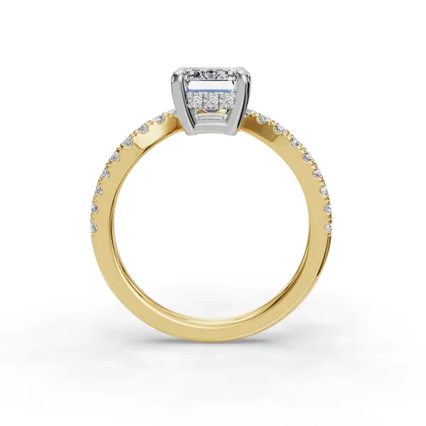 14K Yellow Gold Emerald Engagement Ring Setting Image 2 SVS Fine Jewelry Oceanside, NY