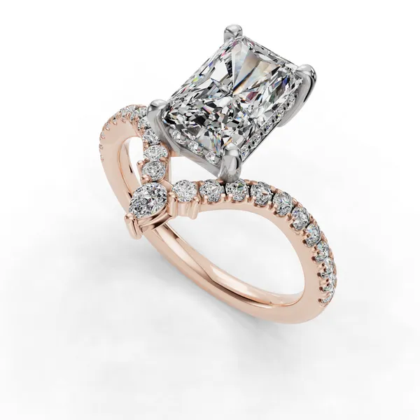 18K Rose Gold Radiant Engagement Ring Setting SVS Fine Jewelry Oceanside, NY