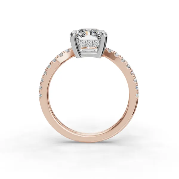 18K Rose Gold Radiant Engagement Ring Setting Image 2 SVS Fine Jewelry Oceanside, NY