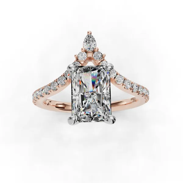 18K Rose Gold Radiant Engagement Ring Setting Image 4 SVS Fine Jewelry Oceanside, NY