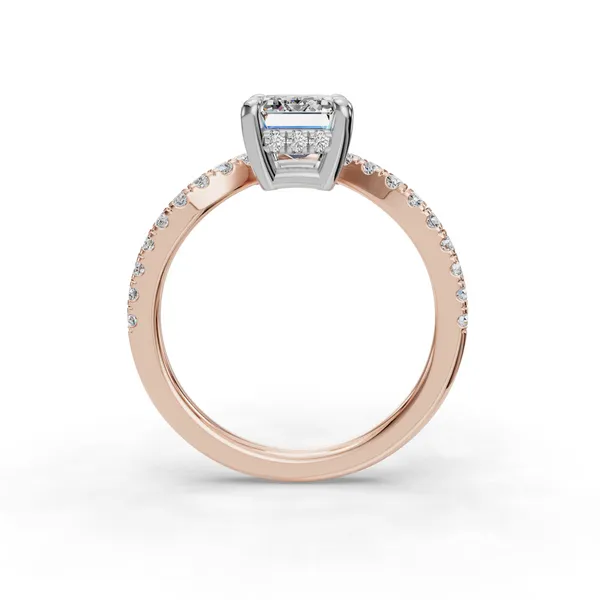 18K Rose Gold Emerald Engagement Ring Setting Image 2 SVS Fine Jewelry Oceanside, NY