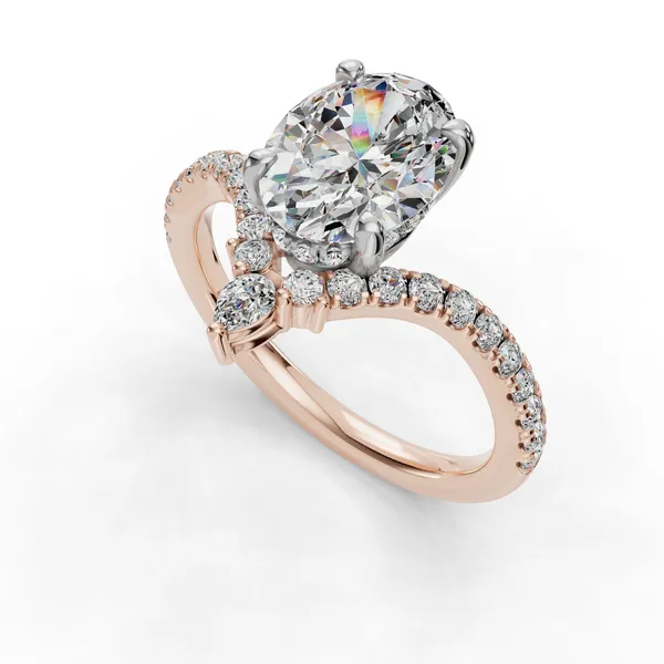 18K Rose Gold Oval Engagement Ring Setting SVS Fine Jewelry Oceanside, NY