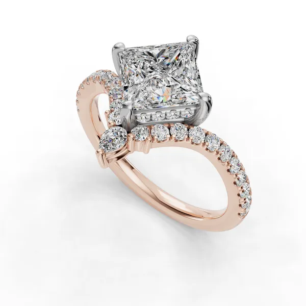 18K Rose Gold Princess Engagement Ring Setting SVS Fine Jewelry Oceanside, NY