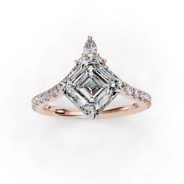 18K Rose Gold Asscher Engagement Ring Setting Image 4 SVS Fine Jewelry Oceanside, NY