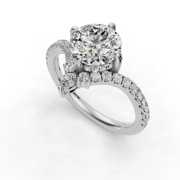 18K White Gold Round Engagement Ring Setting SVS Fine Jewelry Oceanside, NY