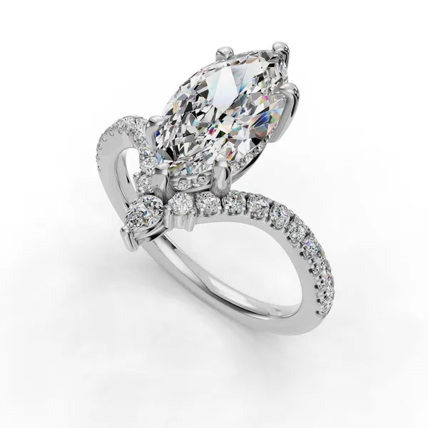 18K White Gold Marquise Engagement Ring Setting SVS Fine Jewelry Oceanside, NY