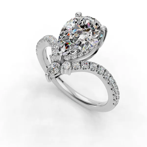 18K White Gold Pear Engagement Ring Setting SVS Fine Jewelry Oceanside, NY