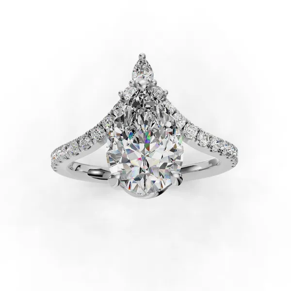 18K White Gold Pear Engagement Ring Setting Image 4 SVS Fine Jewelry Oceanside, NY