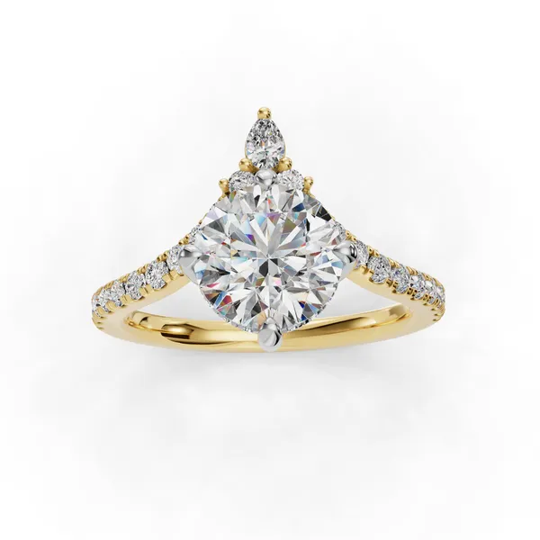 18K Yellow Gold Round Engagement Ring Setting Image 4 SVS Fine Jewelry Oceanside, NY