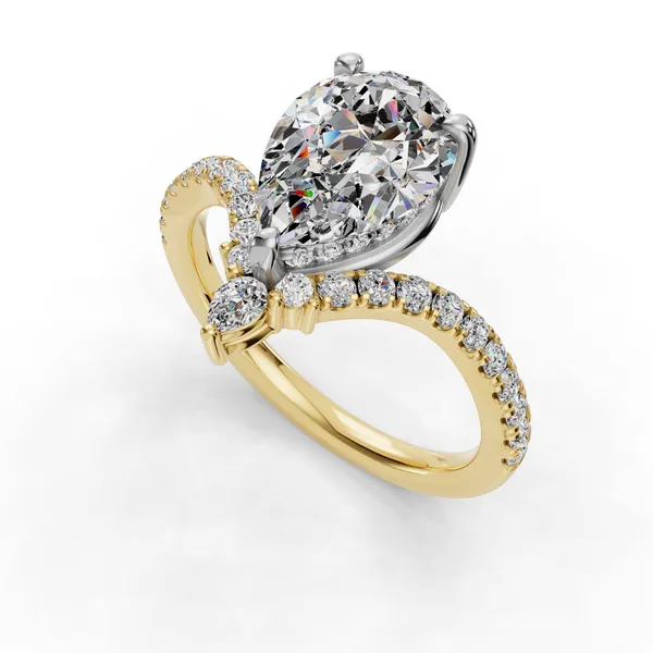 18K Yellow Gold Pear Engagement Ring Setting SVS Fine Jewelry Oceanside, NY