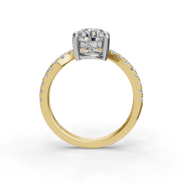 18K Yellow Gold Pear Engagement Ring Setting Image 2 SVS Fine Jewelry Oceanside, NY