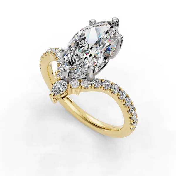 18K Yellow Gold Marquise Engagement Ring Setting SVS Fine Jewelry Oceanside, NY