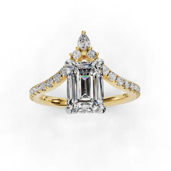 18K Yellow Gold Emerald Engagement Ring Setting Image 4 SVS Fine Jewelry Oceanside, NY