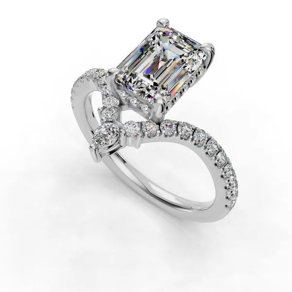 Platinum Emerald Engagement Ring Setting SVS Fine Jewelry Oceanside, NY