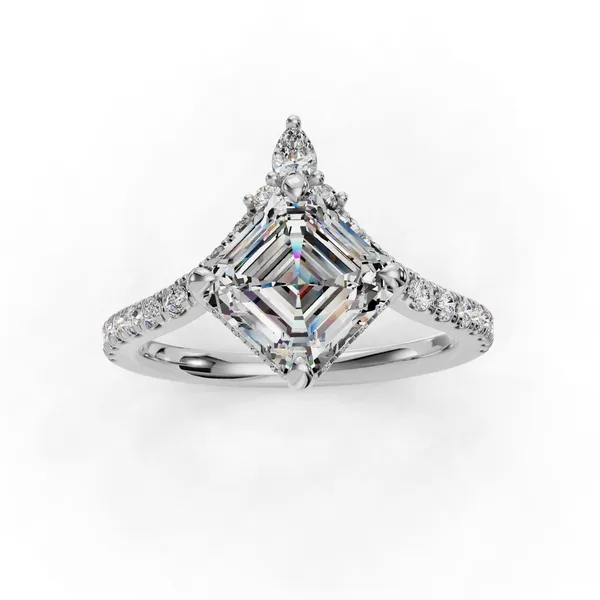 Platinum Asscher Engagement Ring Setting Image 4 SVS Fine Jewelry Oceanside, NY