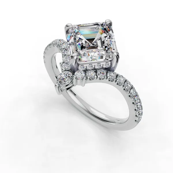 Platinum Asscher Engagement Ring Setting SVS Fine Jewelry Oceanside, NY