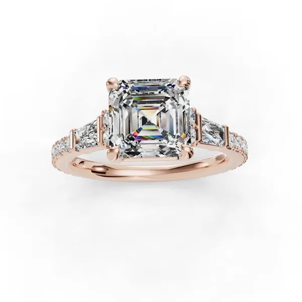 14K Rose Gold Asscher Engagement Ring Setting Image 4 SVS Fine Jewelry Oceanside, NY