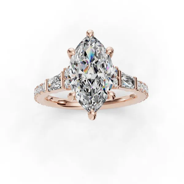 14K Rose Gold Marquise Engagement Ring Setting Image 4 SVS Fine Jewelry Oceanside, NY