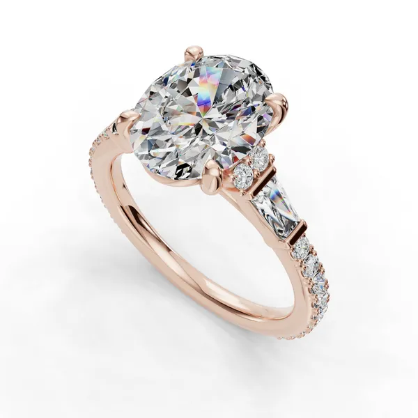 14K Rose Gold Oval Engagement Ring Setting SVS Fine Jewelry Oceanside, NY