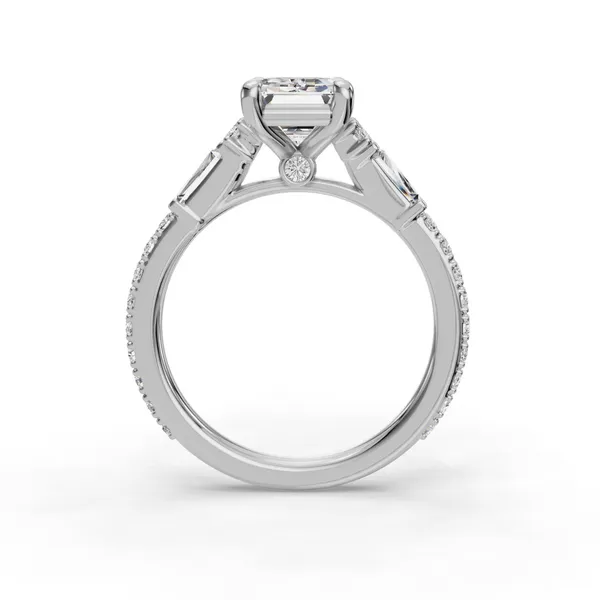 14K White Gold Emerald Engagement Ring Setting Image 2 SVS Fine Jewelry Oceanside, NY