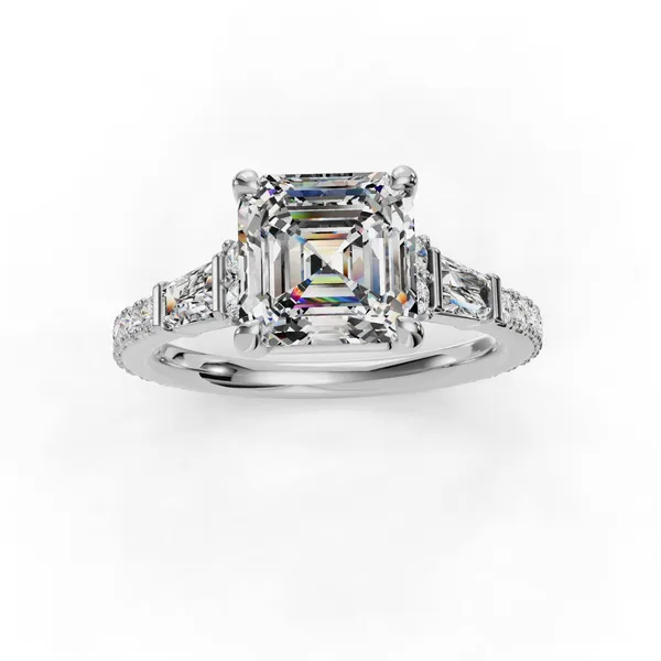 14K White Gold Asscher Engagement Ring Setting Image 4 SVS Fine Jewelry Oceanside, NY