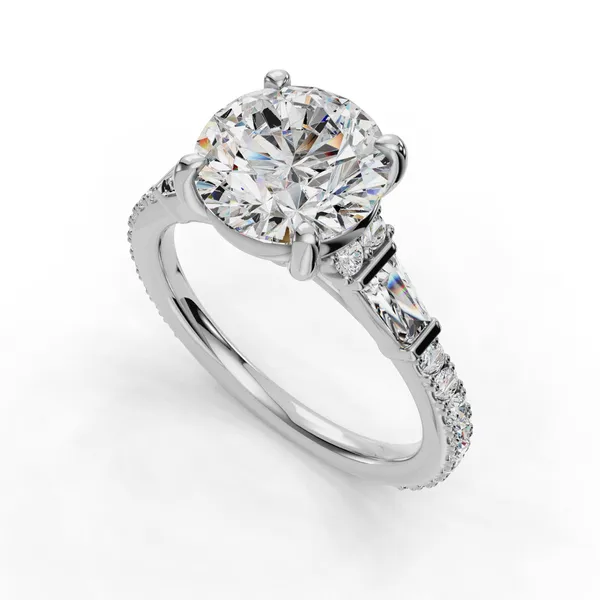 14K White Gold Round Engagement Ring Setting SVS Fine Jewelry Oceanside, NY