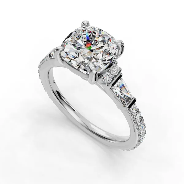14K White Gold Cushion Engagement Ring Setting SVS Fine Jewelry Oceanside, NY