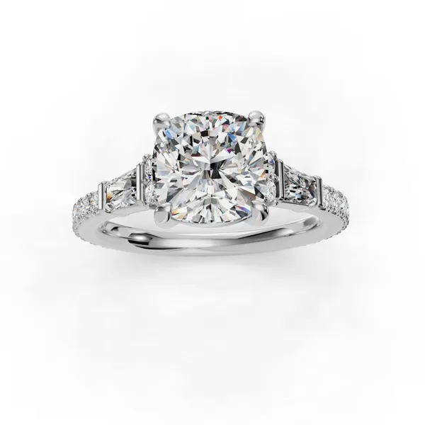 14K White Gold Cushion Engagement Ring Setting Image 4 SVS Fine Jewelry Oceanside, NY