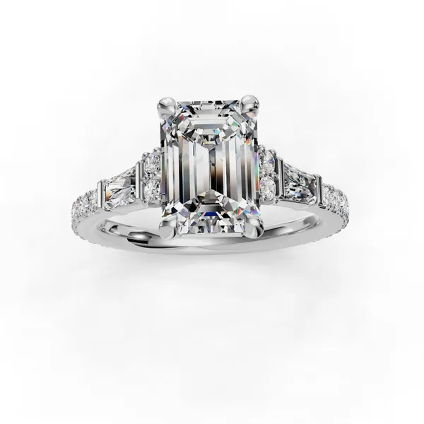 14K White Gold Emerald Engagement Ring Setting Image 4 SVS Fine Jewelry Oceanside, NY